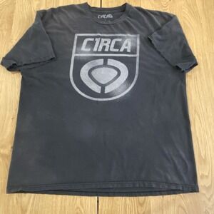 Vtg CIRCA Skateboarding Graphics Black Tshirt Y2K- Men's Sz XL